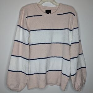 NWT Lumiere striped sweater pink blue & white cozy sweater size small wo…